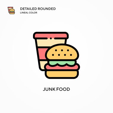 Önemsiz yiyecek vektör simgesi. Modern vektör illüstrasyon kavramları. Düzenlemesi ve kişiselleştirmesi kolay.