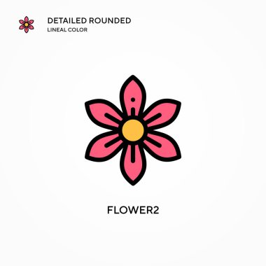 Çiçek 2 vektör simgesi. Modern vektör illüstrasyon kavramları. Düzenlemesi ve kişiselleştirmesi kolay.