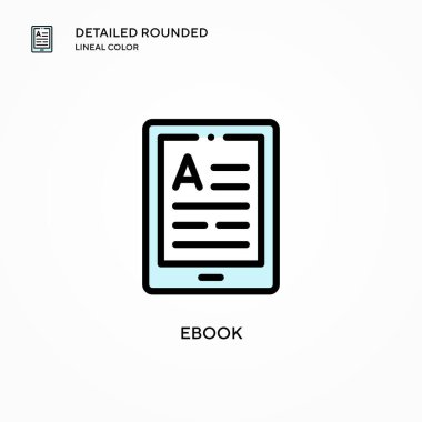 Ebook vektör simgesi. Modern vektör illüstrasyon kavramları. Düzenlemesi ve kişiselleştirmesi kolay.