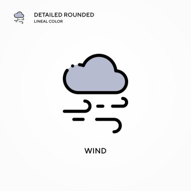 Rüzgar vektör simgesi. Modern vektör illüstrasyon kavramları. Düzenlemesi ve kişiselleştirmesi kolay.