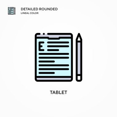 Tablet vektör simgesi. Modern vektör illüstrasyon kavramları. Düzenlemesi ve kişiselleştirmesi kolay.