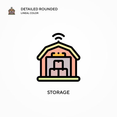 Depolama vektör simgesi. Modern vektör illüstrasyon kavramları. Düzenlemesi ve kişiselleştirmesi kolay.