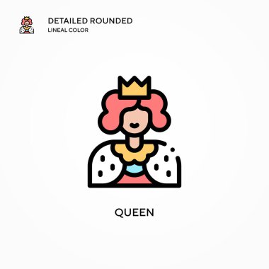 Kraliçe vektör simgesi. Modern vektör illüstrasyon kavramları. Düzenlemesi ve kişiselleştirmesi kolay.