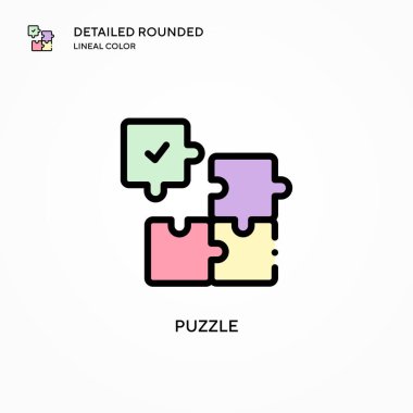 Bulmaca vektör simgesi. Modern vektör illüstrasyon kavramları. Düzenlemesi ve kişiselleştirmesi kolay.