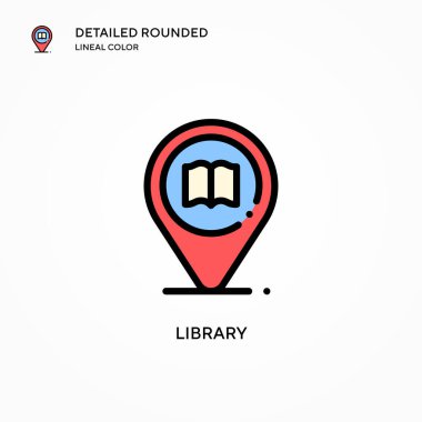 Kütüphane vektör simgesi. Modern vektör illüstrasyon kavramları. Düzenlemesi ve kişiselleştirmesi kolay.