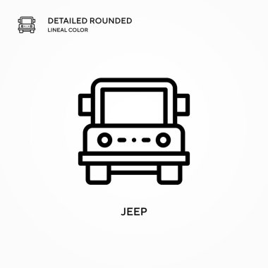 Jeep vektör simgesi. Modern vektör illüstrasyon kavramları. Düzenlemesi ve kişiselleştirmesi kolay.