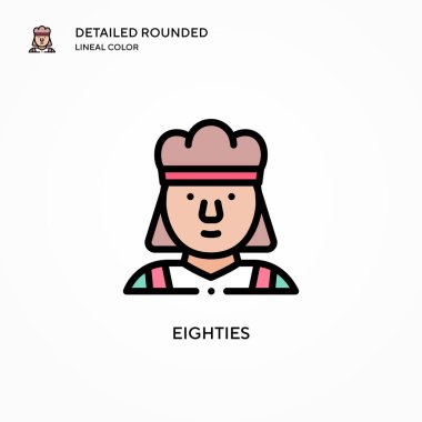 Seksenlerin vektör simgesi. Modern vektör illüstrasyon kavramları. Düzenlemesi ve kişiselleştirmesi kolay.