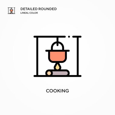 Yemek pişirme vektörü simgesi. Modern vektör illüstrasyon kavramları. Düzenlemesi ve kişiselleştirmesi kolay.