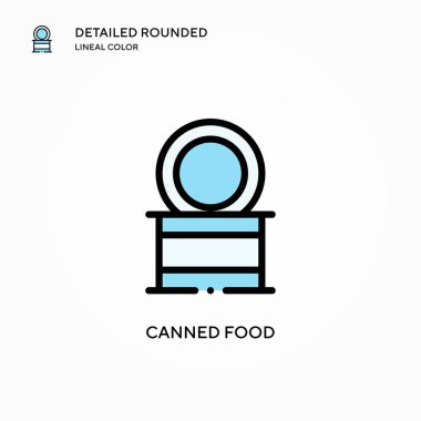 Konserve gıda vektör simgesi. Modern vektör illüstrasyon kavramları. Düzenlemesi ve kişiselleştirmesi kolay.