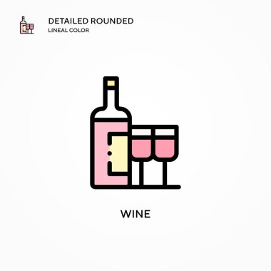 Şarap vektör simgesi. Modern vektör illüstrasyon kavramları. Düzenlemesi ve kişiselleştirmesi kolay.