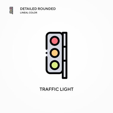 Trafik ışığı vektör simgesi. Modern vektör illüstrasyon kavramları. Düzenlemesi ve kişiselleştirmesi kolay.