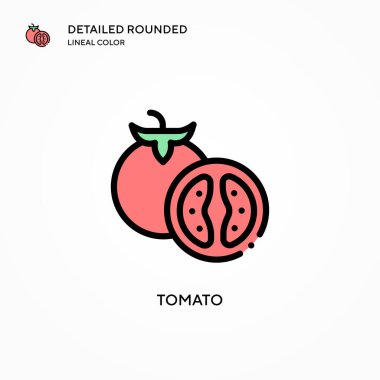 Domates vektör simgesi. Modern vektör illüstrasyon kavramları. Düzenlemesi ve kişiselleştirmesi kolay.