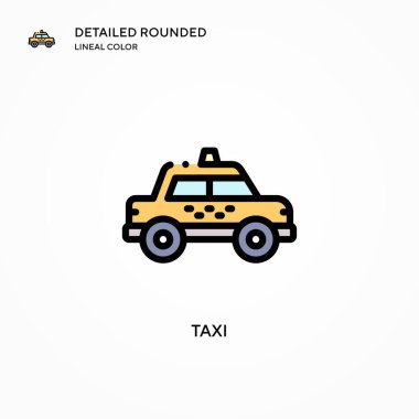 Taksi vektör simgesi. Modern vektör illüstrasyon kavramları. Düzenlemesi ve kişiselleştirmesi kolay.