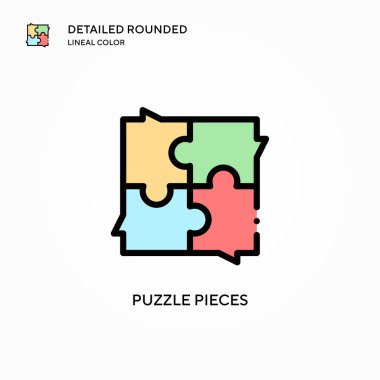 Bulmaca parçaları vektör simgesi. Modern vektör illüstrasyon kavramları. Düzenlemesi ve kişiselleştirmesi kolay.