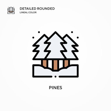 Pines vektör ikonu. Modern vektör illüstrasyon kavramları. Düzenlemesi ve kişiselleştirmesi kolay.
