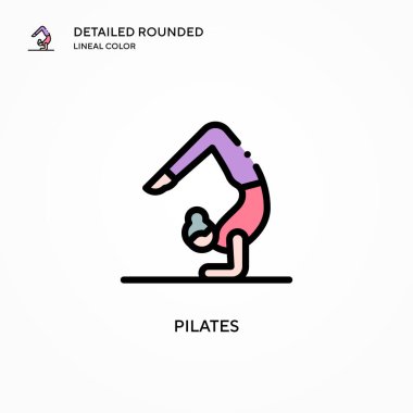 Pilates vektör simgesi. Modern vektör illüstrasyon kavramları. Düzenlemesi ve kişiselleştirmesi kolay.