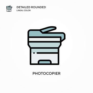 Fotokopi vektör simgesi. Modern vektör illüstrasyon kavramları. Düzenlemesi ve kişiselleştirmesi kolay.