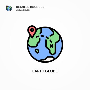 Dünya küre vektör simgesi. Modern vektör illüstrasyon kavramları. Düzenlemesi ve kişiselleştirmesi kolay.