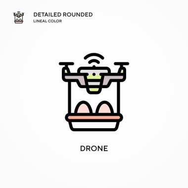 Drone vektör simgesi. Modern vektör illüstrasyon kavramları. Düzenlemesi ve kişiselleştirmesi kolay.