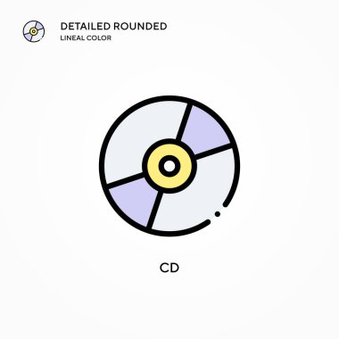 Cd vektör simgesi. Modern vektör illüstrasyon kavramları. Düzenlemesi ve kişiselleştirmesi kolay.