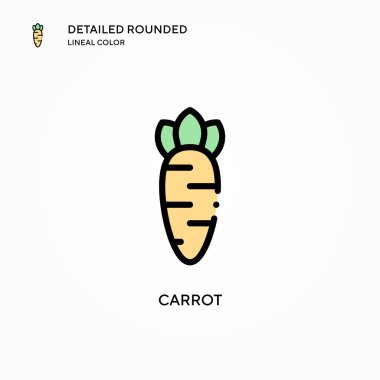 Havuç vektör simgesi. Modern vektör illüstrasyon kavramları. Düzenlemesi ve kişiselleştirmesi kolay.