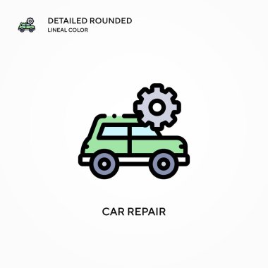 Araba tamir ikonu. Modern vektör illüstrasyon kavramları. Düzenlemesi ve kişiselleştirmesi kolay.