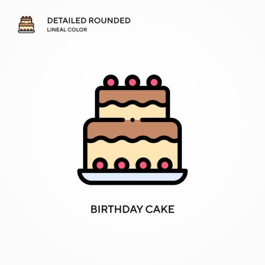 Doğum günü pastası ikonu. Modern vektör illüstrasyon kavramları. Düzenlemesi ve kişiselleştirmesi kolay.