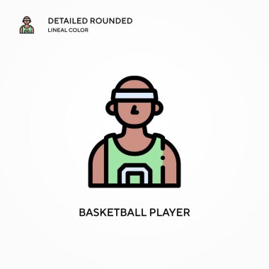 Basketbolcu vektör simgesi. Modern vektör illüstrasyon kavramları. Düzenlemesi ve kişiselleştirmesi kolay.