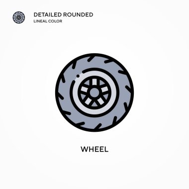 Tekerlek vektör simgesi. Modern vektör illüstrasyon kavramları. Düzenlemesi ve kişiselleştirmesi kolay.