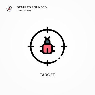 Hedef vektör simgesi. Modern vektör illüstrasyon kavramları. Düzenlemesi ve kişiselleştirmesi kolay.
