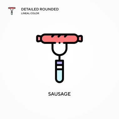 Sosis vektör simgesi. Modern vektör illüstrasyon kavramları. Düzenlemesi ve kişiselleştirmesi kolay.