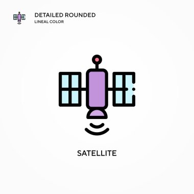 Uydu vektör simgesi. Modern vektör illüstrasyon kavramları. Düzenlemesi ve kişiselleştirmesi kolay.