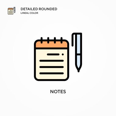 Not vektör simgesi. Modern vektör illüstrasyon kavramları. Düzenlemesi ve kişiselleştirmesi kolay.