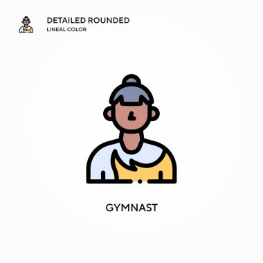 Jimnastikçi vektör simgesi. Modern vektör illüstrasyon kavramları. Düzenlemesi ve kişiselleştirmesi kolay.