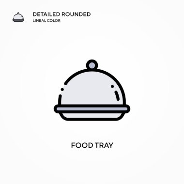 Yemek tepsisi vektör simgesi. Modern vektör illüstrasyon kavramları. Düzenlemesi ve kişiselleştirmesi kolay.