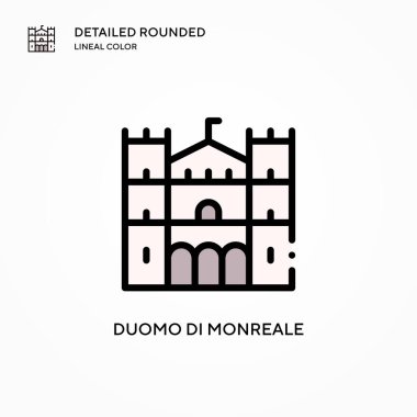 Duomo di monreale vektör simgesi. Modern vektör illüstrasyon kavramları. Düzenlemesi ve kişiselleştirmesi kolay.