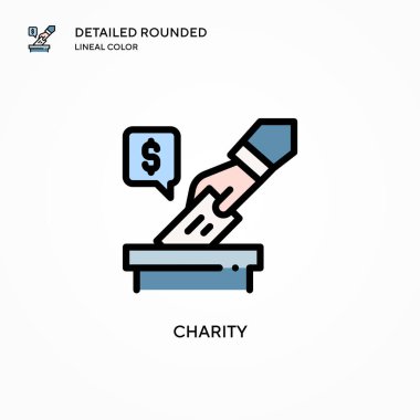Charity vektör simgesi. Modern vektör illüstrasyon kavramları. Düzenlemesi ve kişiselleştirmesi kolay.