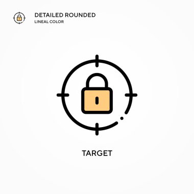 Hedef vektör simgesi. Modern vektör illüstrasyon kavramları. Düzenlemesi ve kişiselleştirmesi kolay.
