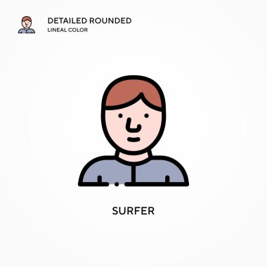 Sörfçü vektör simgesi. Modern vektör illüstrasyon kavramları. Düzenlemesi ve kişiselleştirmesi kolay.