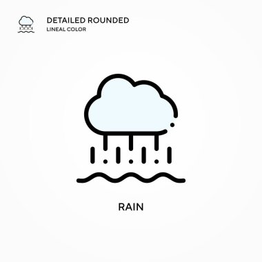 Yağmur vektör simgesi. Modern vektör illüstrasyon kavramları. Düzenlemesi ve kişiselleştirmesi kolay.
