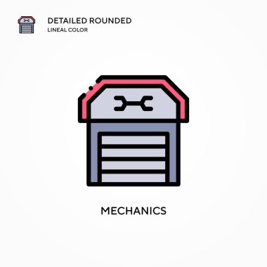 Mekanik vektör simgesi. Modern vektör illüstrasyon kavramları. Düzenlemesi ve kişiselleştirmesi kolay.