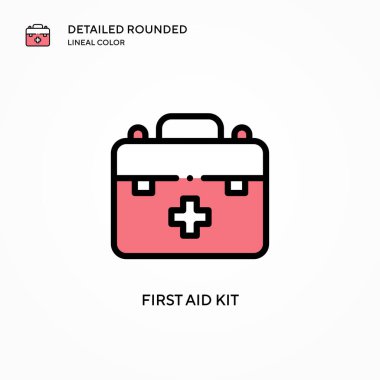 İlk yardım çantası vektör simgesi. Modern vektör illüstrasyon kavramları. Düzenlemesi ve kişiselleştirmesi kolay.