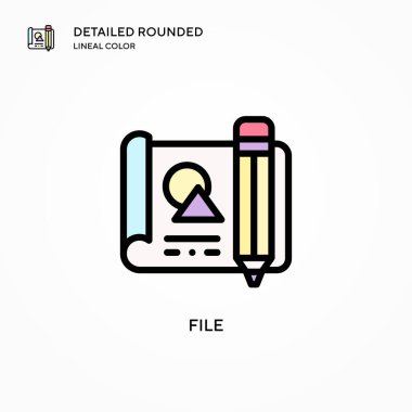 Dosya vektör simgesi. Modern vektör illüstrasyon kavramları. Düzenlemesi ve kişiselleştirmesi kolay.