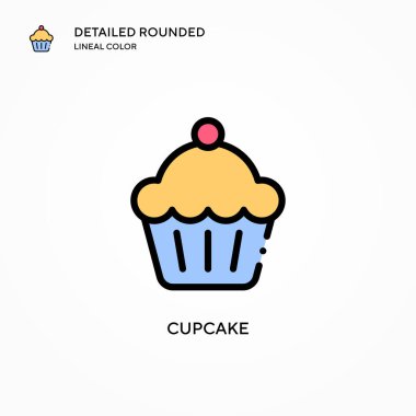 Cupcake vektör simgesi. Modern vektör illüstrasyon kavramları. Düzenlemesi ve kişiselleştirmesi kolay.
