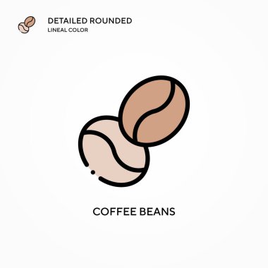 Kahve çekirdeği vektör ikonu. Modern vektör illüstrasyon kavramları. Düzenlemesi ve kişiselleştirmesi kolay.