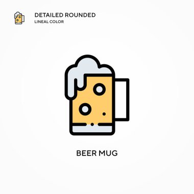 Bira kupası vektör simgesi. Modern vektör illüstrasyon kavramları. Düzenlemesi ve kişiselleştirmesi kolay.