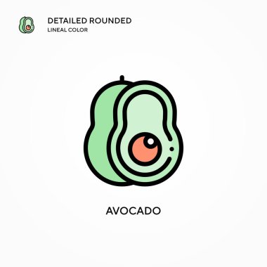 Avokado vektör simgesi. Modern vektör illüstrasyon kavramları. Düzenlemesi ve kişiselleştirmesi kolay.