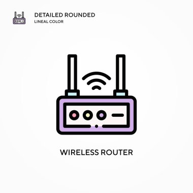 Kablosuz yönlendirici vektör simgesi. Modern vektör illüstrasyon kavramları. Düzenlemesi ve kişiselleştirmesi kolay.