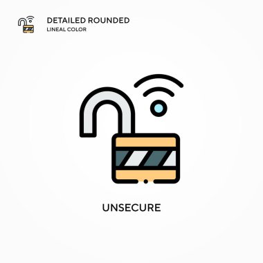 Güvensiz vektör simgesi. Modern vektör illüstrasyon kavramları. Düzenlemesi ve kişiselleştirmesi kolay.