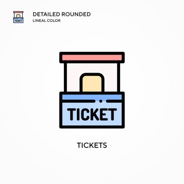 Biletler vektör simgesi. Modern vektör illüstrasyon kavramları. Düzenlemesi ve kişiselleştirmesi kolay.